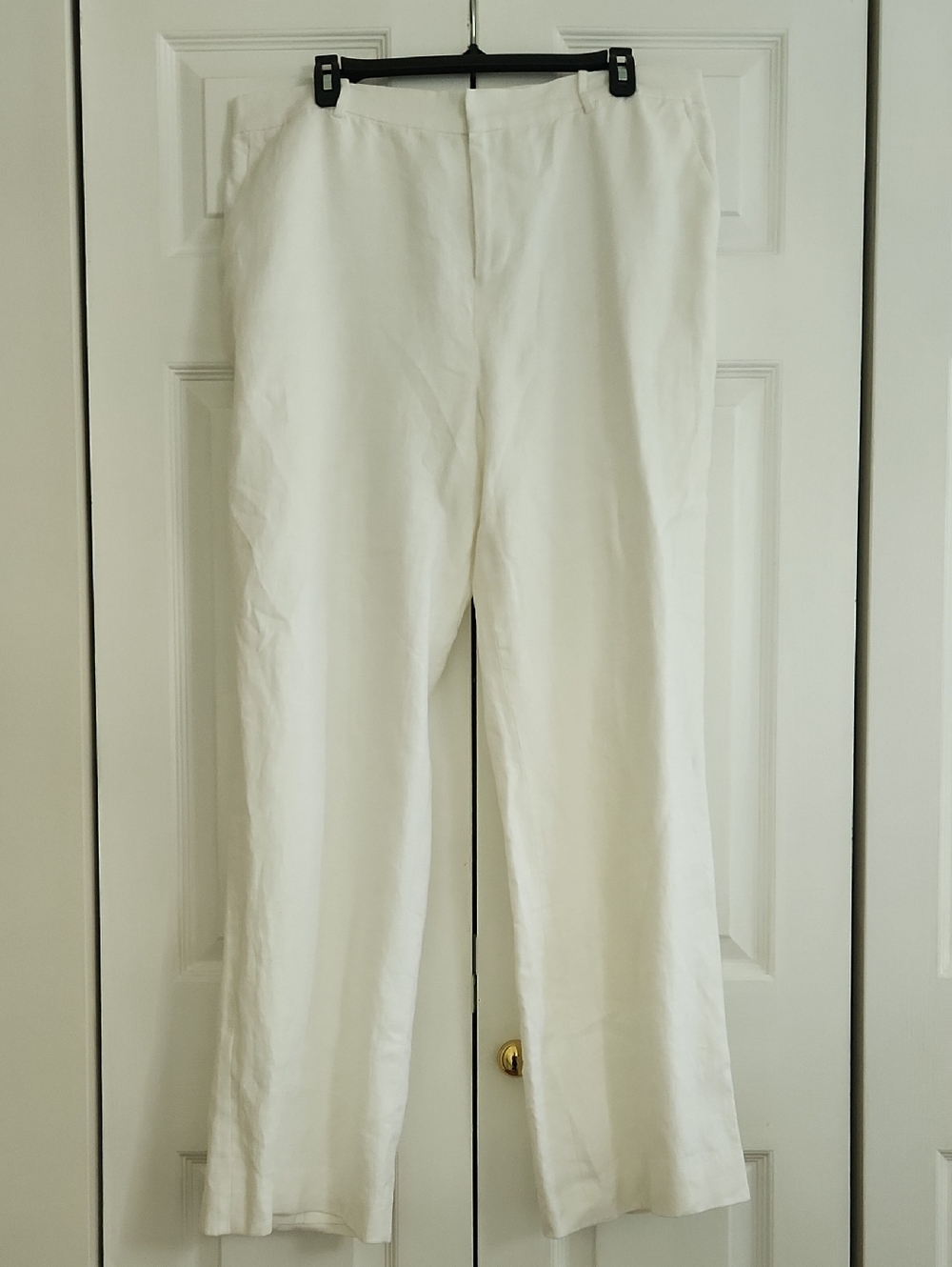 Lauren By Ralph Lauren White Linen Straight-Leg Pants